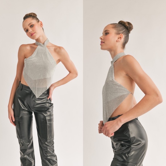 *24 HOUR SALE* Party Girl Chainmail Halter Open Back Top - Picture 4 of 6